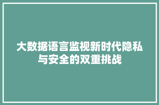大数据语言监视新时代隐私与安全的双重挑战