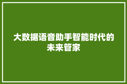 大数据语音助手智能时代的未来管家