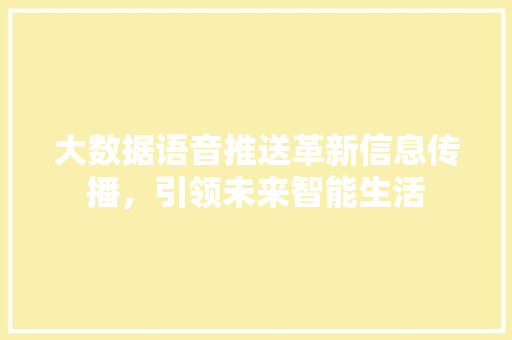 大数据语音推送革新信息传播，引领未来智能生活  第1张