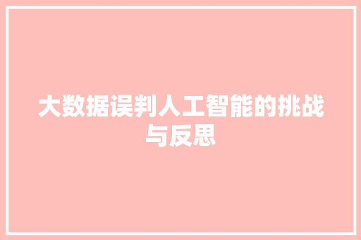 大数据误判人工智能的挑战与反思