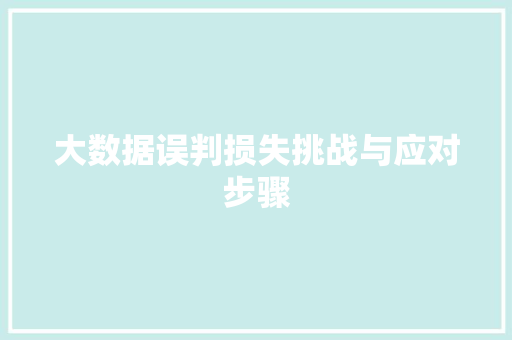 大数据误判损失挑战与应对步骤