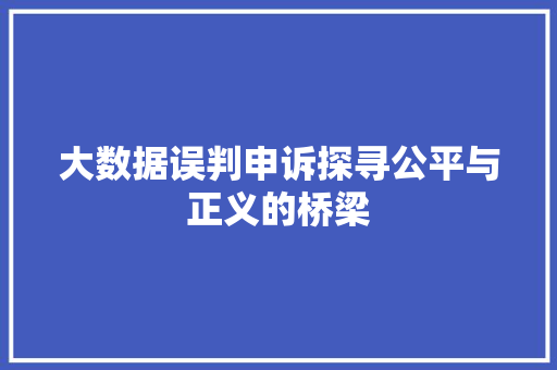 大数据误判申诉探寻公平与正义的桥梁