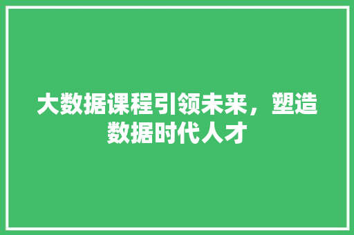大数据课程引领未来，塑造数据时代人才  第1张