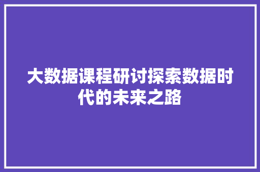 大数据课程研讨探索数据时代的未来之路