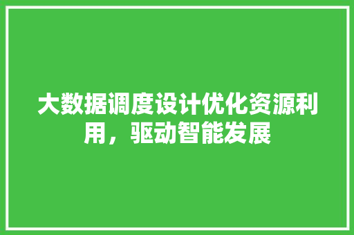 大数据调度设计优化资源利用，驱动智能发展  第1张