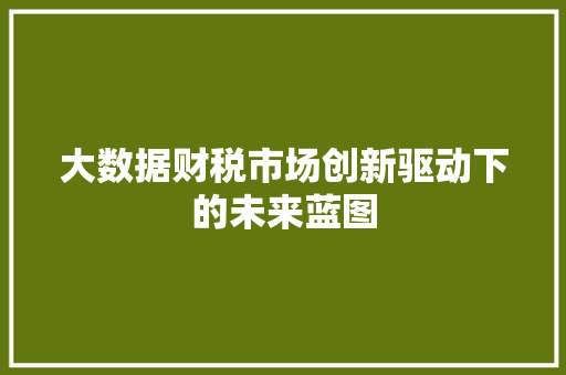 大数据财税市场创新驱动下的未来蓝图  第1张