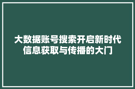 大数据账号搜索开启新时代信息获取与传播的大门  第1张
