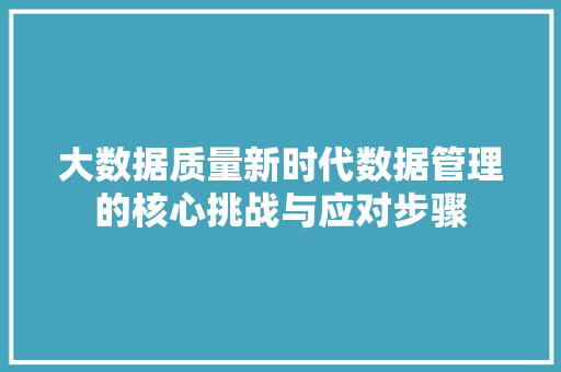 大数据质量新时代数据管理的核心挑战与应对步骤  第1张