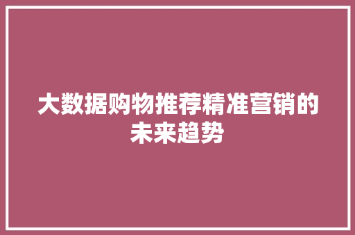 大数据购物推荐精准营销的未来趋势  第1张