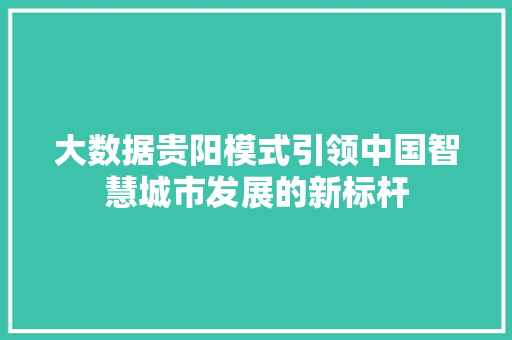 大数据贵阳模式引领中国智慧城市发展的新标杆  第1张