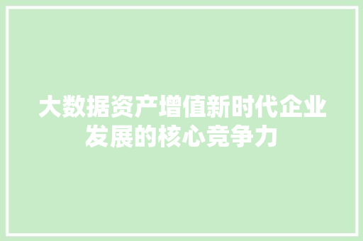 大数据资产增值新时代企业发展的核心竞争力