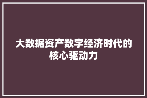 大数据资产数字经济时代的核心驱动力  第1张
