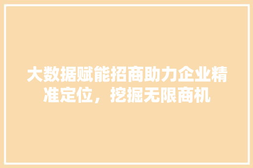 大数据赋能招商助力企业精准定位，挖掘无限商机  第1张
