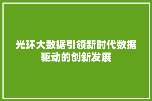光环大数据引领新时代数据驱动的创新发展  第1张