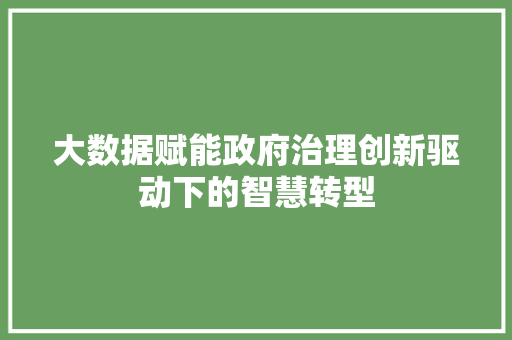大数据赋能政府治理创新驱动下的智慧转型  第1张