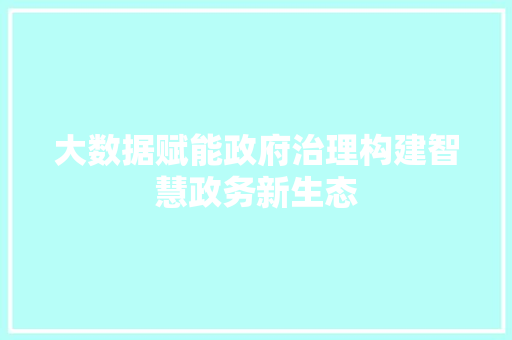 大数据赋能政府治理构建智慧政务新生态  第1张