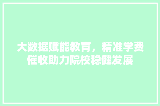 大数据赋能教育，精准学费催收助力院校稳健发展