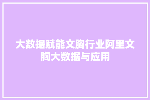 大数据赋能文胸行业阿里文胸大数据与应用