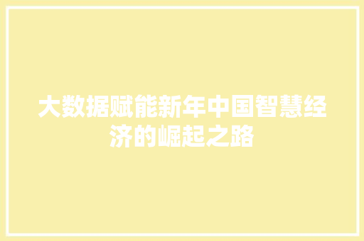 大数据赋能新年中国智慧经济的崛起之路  第1张