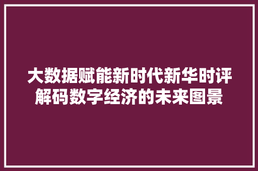 大数据赋能新时代新华时评解码数字经济的未来图景