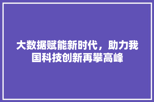 大数据赋能新时代，助力我国科技创新再攀高峰  第1张