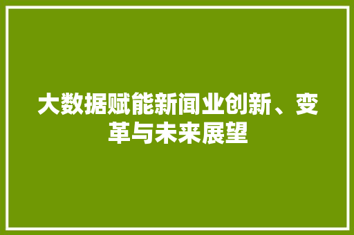 大数据赋能新闻业创新、变革与未来展望  第1张