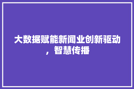 大数据赋能新闻业创新驱动，智慧传播