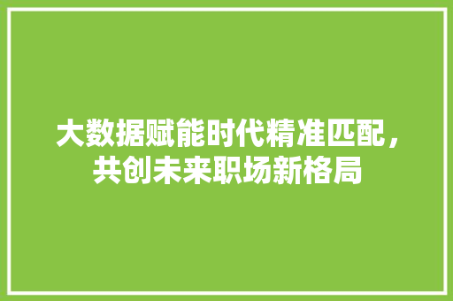 大数据赋能时代精准匹配，共创未来职场新格局
