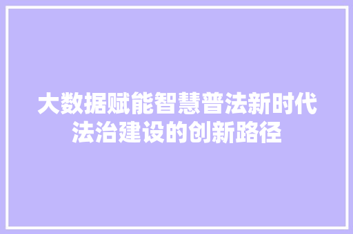 大数据赋能智慧普法新时代法治建设的创新路径