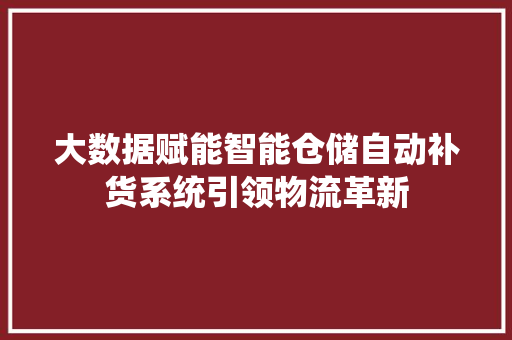 大数据赋能智能仓储自动补货系统引领物流革新
