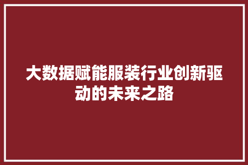大数据赋能服装行业创新驱动的未来之路  第1张