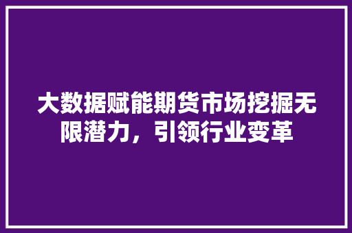 大数据赋能期货市场挖掘无限潜力，引领行业变革