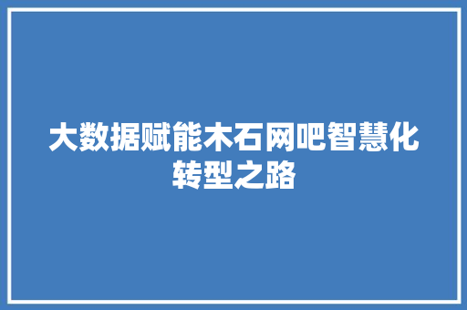 大数据赋能木石网吧智慧化转型之路