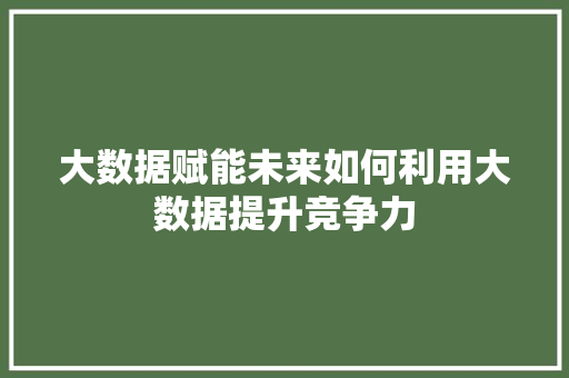 大数据赋能未来如何利用大数据提升竞争力  第1张