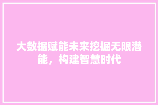 大数据赋能未来挖掘无限潜能，构建智慧时代  第1张