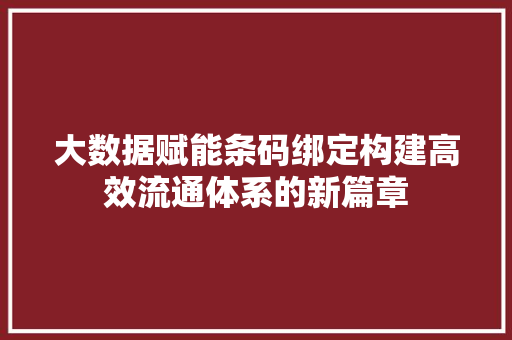 大数据赋能条码绑定构建高效流通体系的新篇章