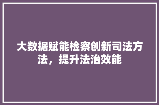 大数据赋能检察创新司法方法，提升法治效能  第1张