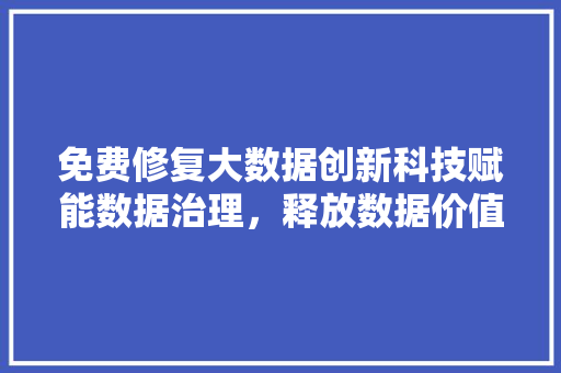 免费修复大数据创新科技赋能数据治理，释放数据价值