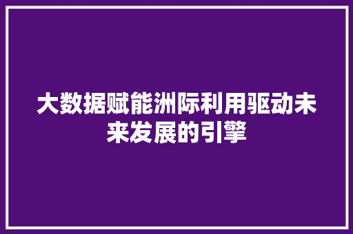 大数据赋能洲际利用驱动未来发展的引擎