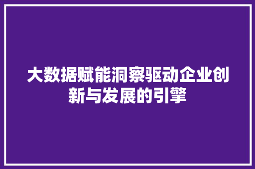 大数据赋能洞察驱动企业创新与发展的引擎  第1张