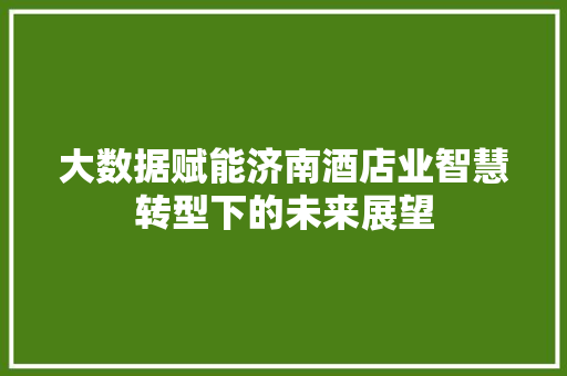 大数据赋能济南酒店业智慧转型下的未来展望