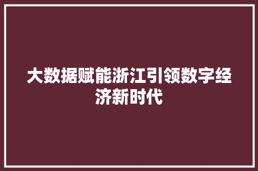 大数据赋能浙江引领数字经济新时代  第1张