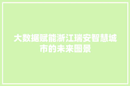 大数据赋能浙江瑞安智慧城市的未来图景