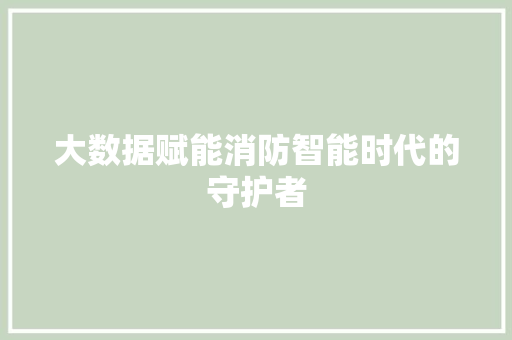 大数据赋能消防智能时代的守护者  第1张
