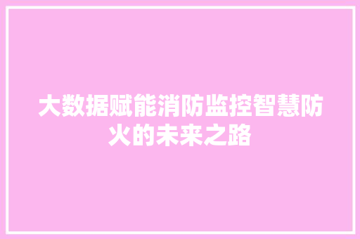 大数据赋能消防监控智慧防火的未来之路  第1张