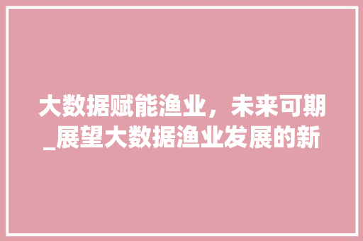 大数据赋能渔业，未来可期_展望大数据渔业发展的新篇章