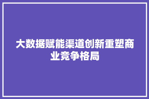 大数据赋能渠道创新重塑商业竞争格局