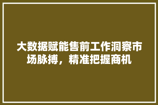 大数据赋能售前工作洞察市场脉搏，精准把握商机  第1张