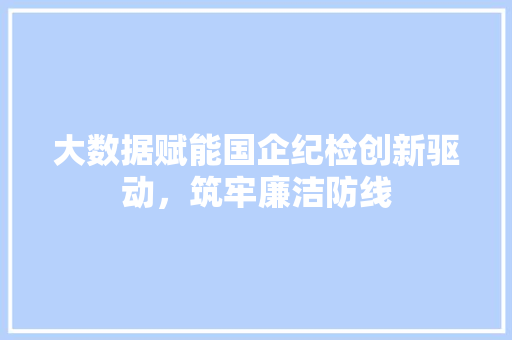 大数据赋能国企纪检创新驱动，筑牢廉洁防线  第1张