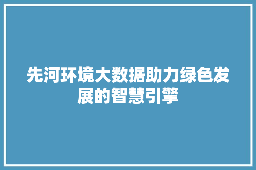 先河环境大数据助力绿色发展的智慧引擎